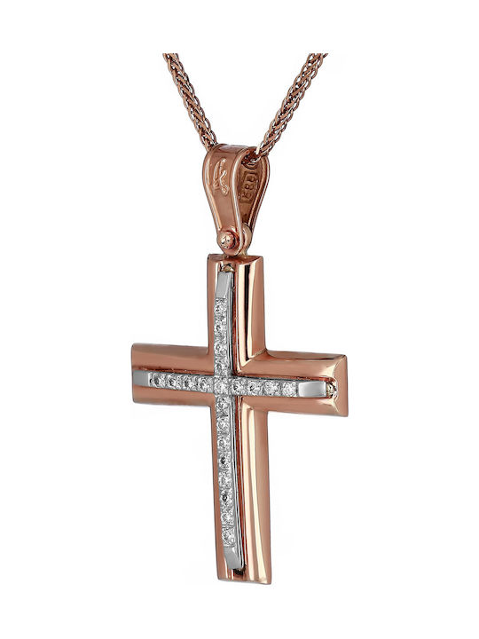 Damen Roségold Kreuz 14K