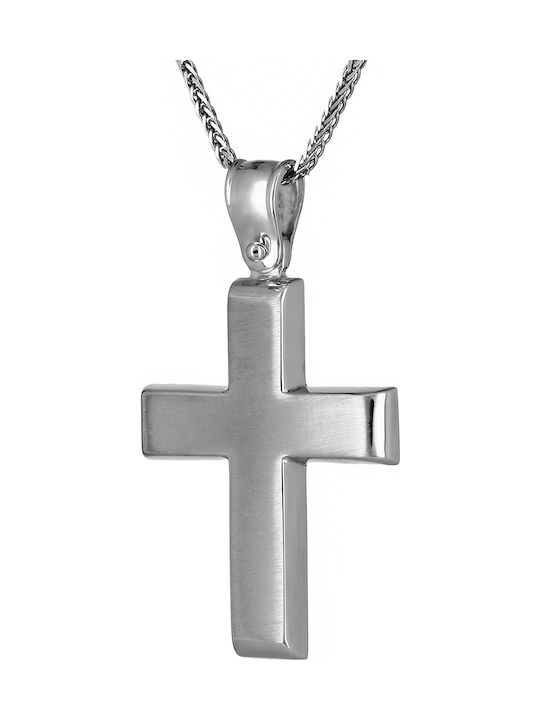 Men's White Gold Cross 14K