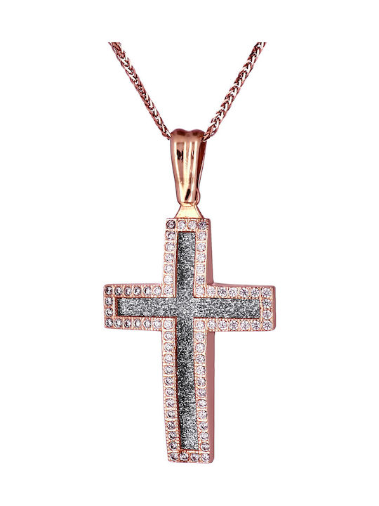 Damen Roségold Kreuz 14K