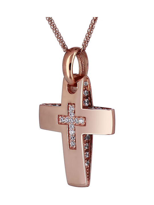 Damen Roségold Kreuz 14K