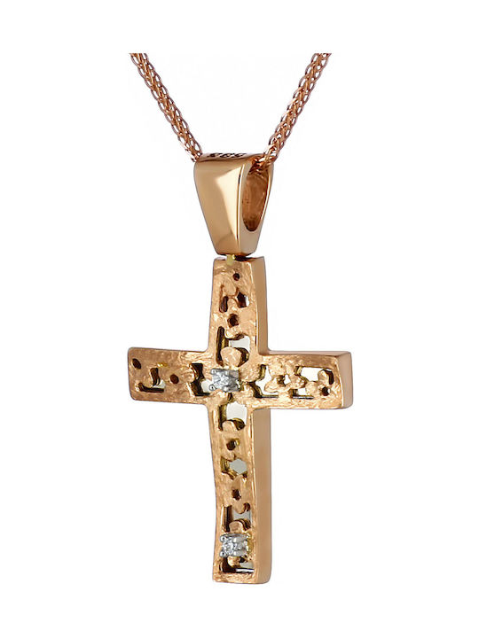 Damen Roségold Kreuz 14K