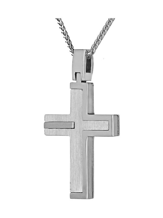 Men's White Gold Cross 14K