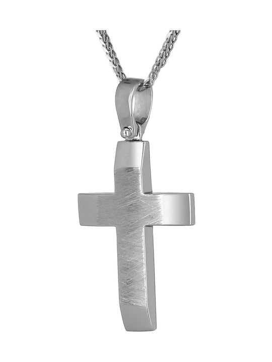 Men's White Gold Cross 14K