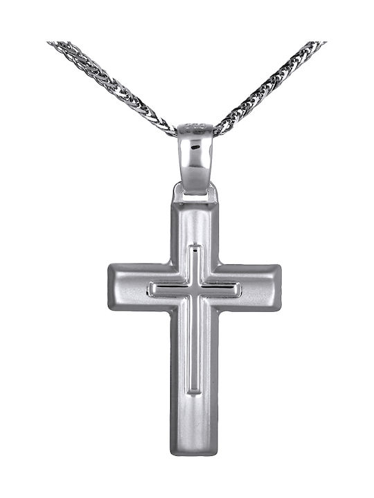 Men's White Gold Cross 14K