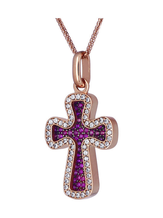 Damen Roségold Kreuz 14K