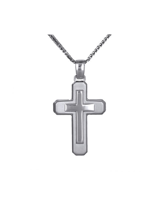 Men's White Gold Cross 14K