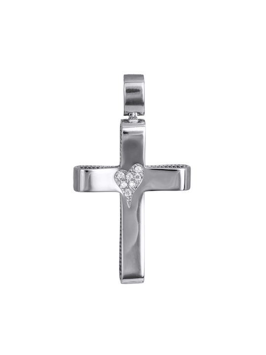 Damen Weißgold Kreuz 14K