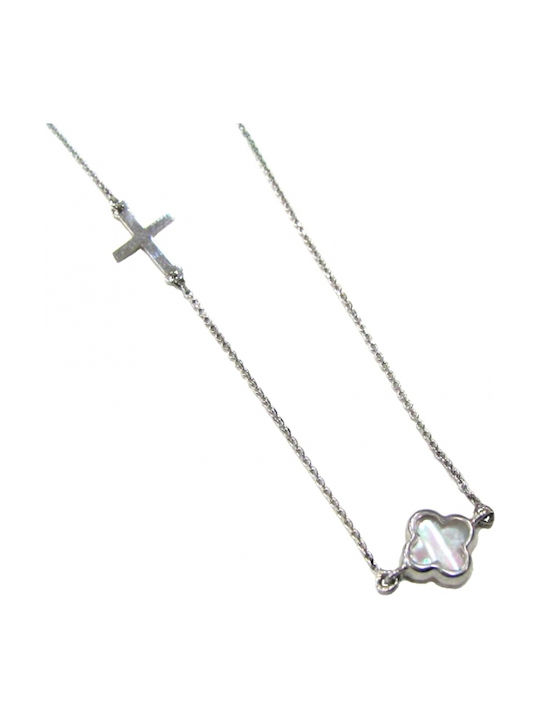 White Gold Cross 14K with Chain