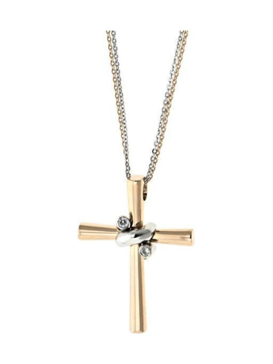 Damen Gold Kreuz 14K mit Kette