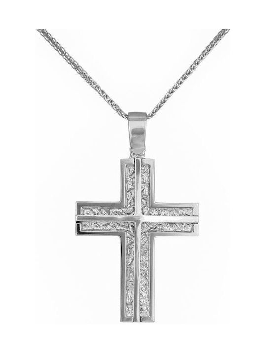 Herren Weißgold Kreuz 14K mit Kette