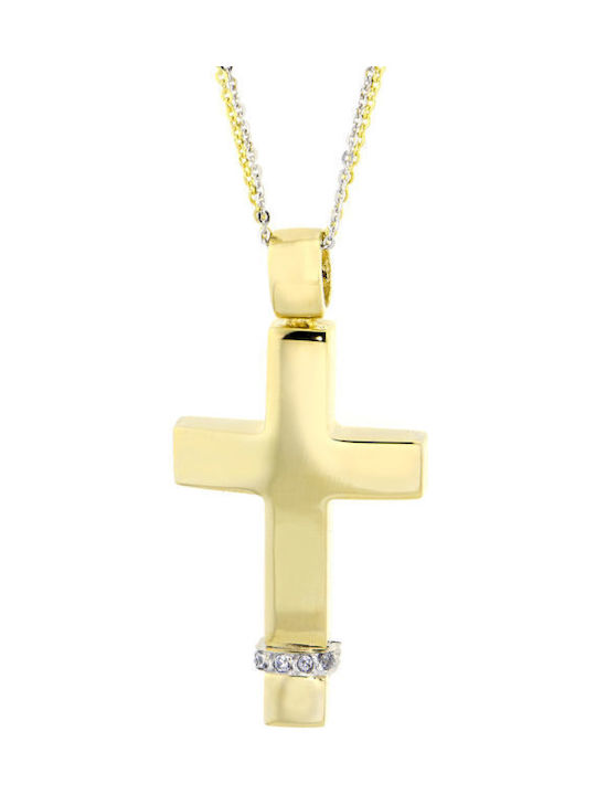 Damen Gold Kreuz 14K mit Kette