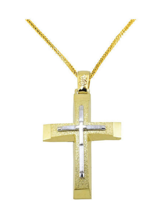 Herren Gold Kreuz 14K mit Kette