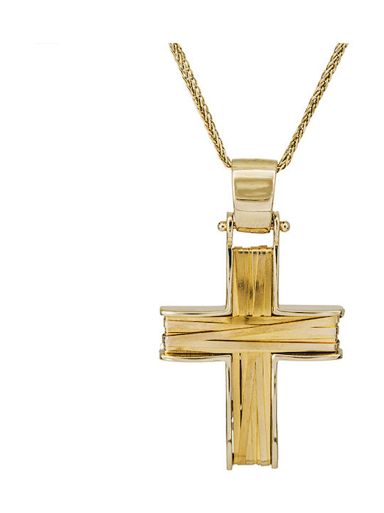 Herren Gold Kreuz 14K mit Kette