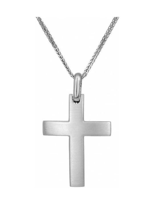 Herren Weißgold Kreuz 14K mit Kette