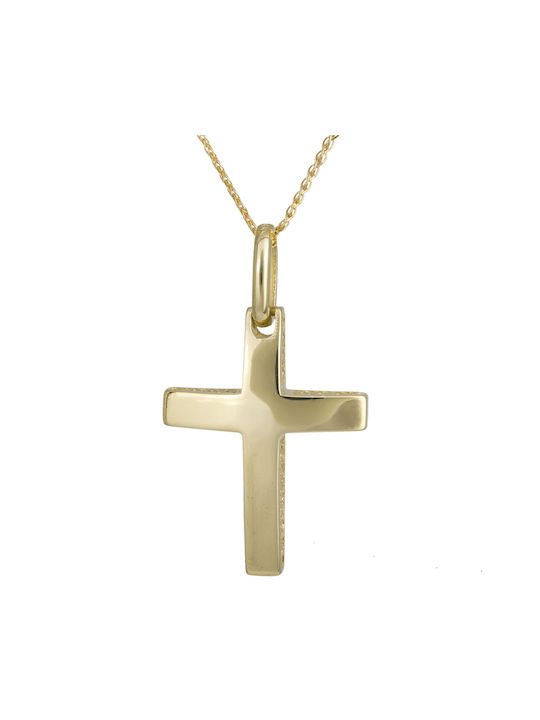 Herren Gold Kreuz 14K mit Kette