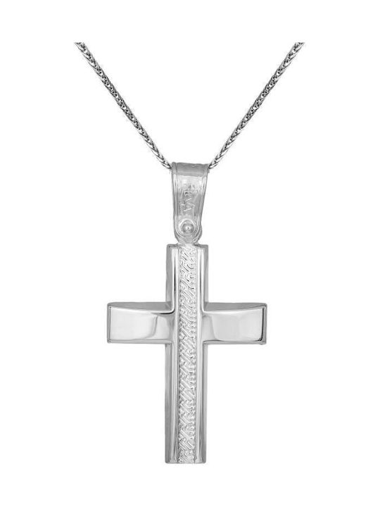 Herren Weißgold Kreuz 9K mit Kette