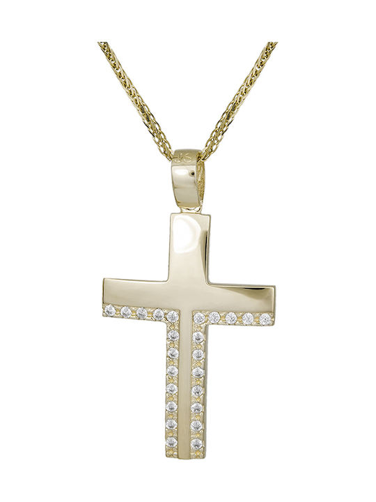 Damen Gold Kreuz 14K mit Kette