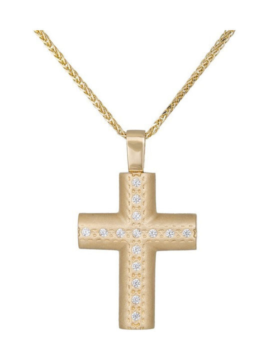 Damen Gold Kreuz 14K mit Kette