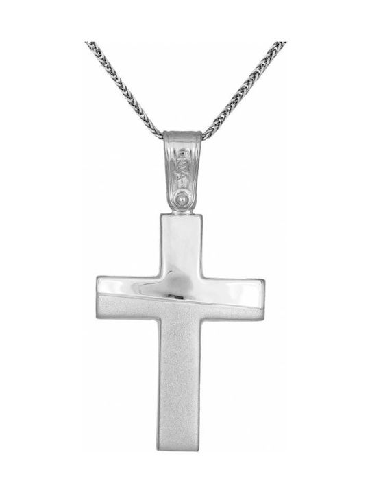 Men's White Gold Cross 9K with Chain