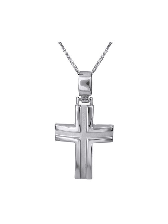 Herren Weißgold Kreuz 14K mit Kette