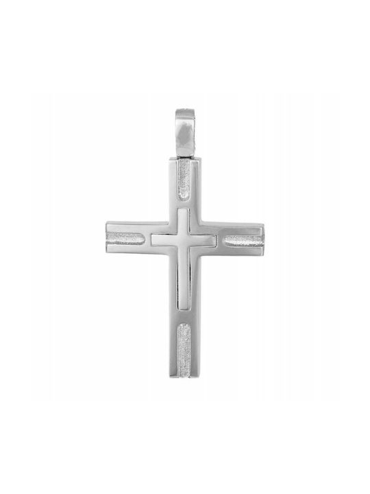 Men's White Gold Cross 14K