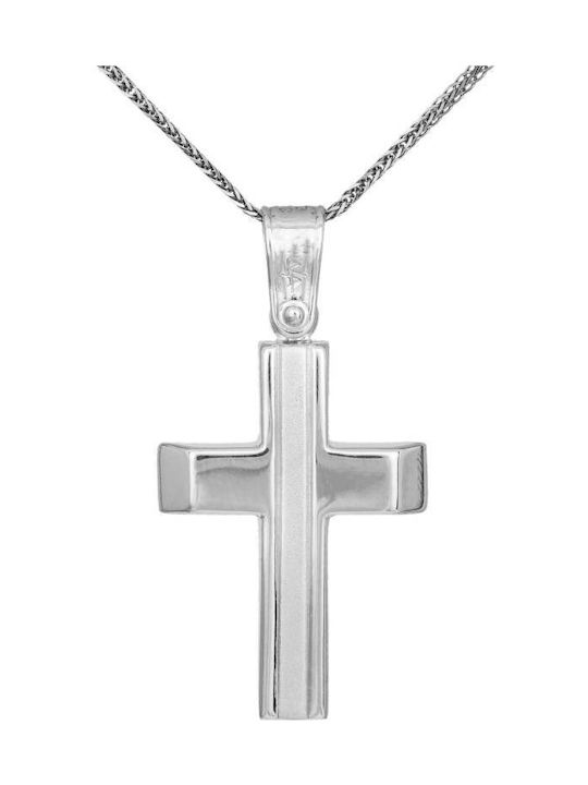 Herren Weißgold Kreuz 9K mit Kette