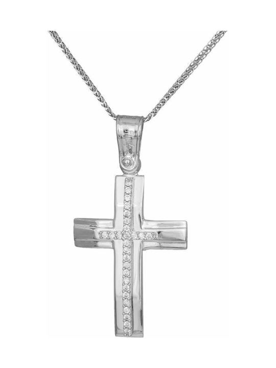 Damen Weißgold Kreuz 14K mit Kette