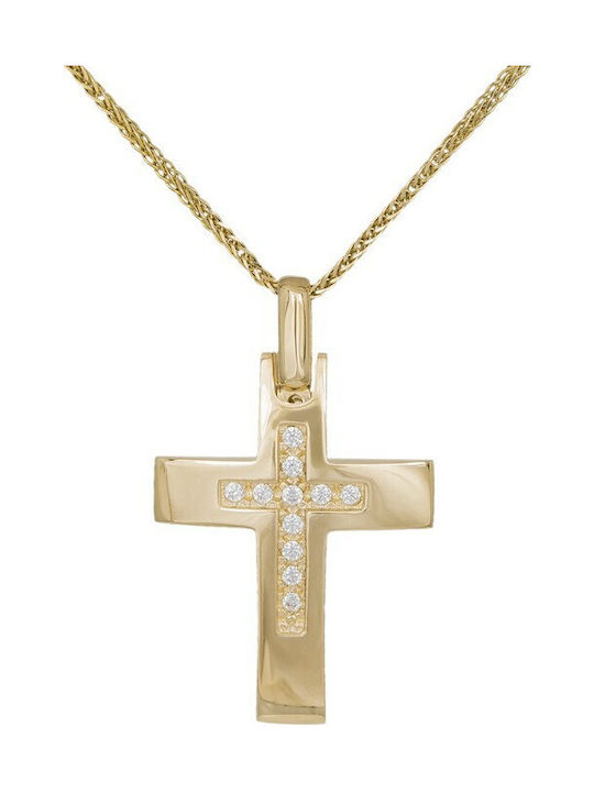 Damen Gold Kreuz 14K mit Kette