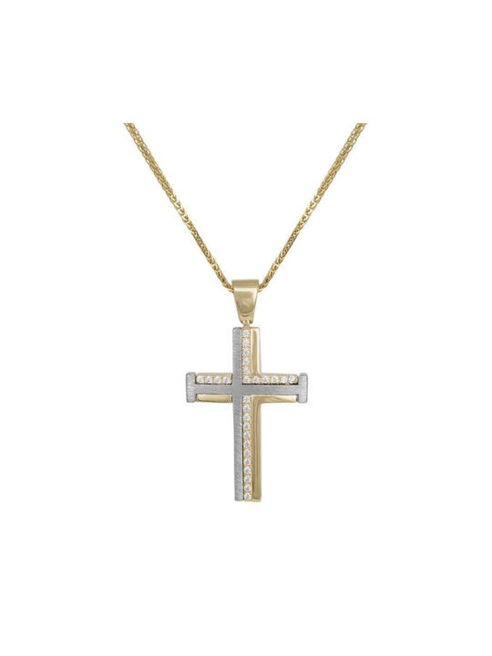 Damen Gold Kreuz 14K mit Kette