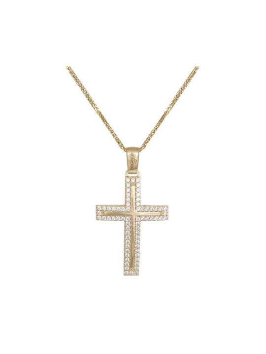 Damen Gold Kreuz 14K mit Kette