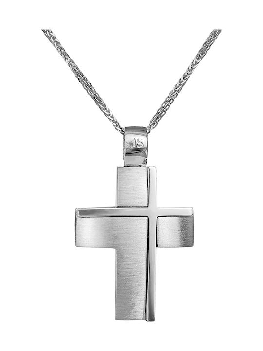 Herren Weißgold Kreuz 14K mit Kette