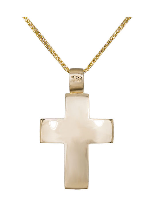 Herren Gold Kreuz 14K mit Kette