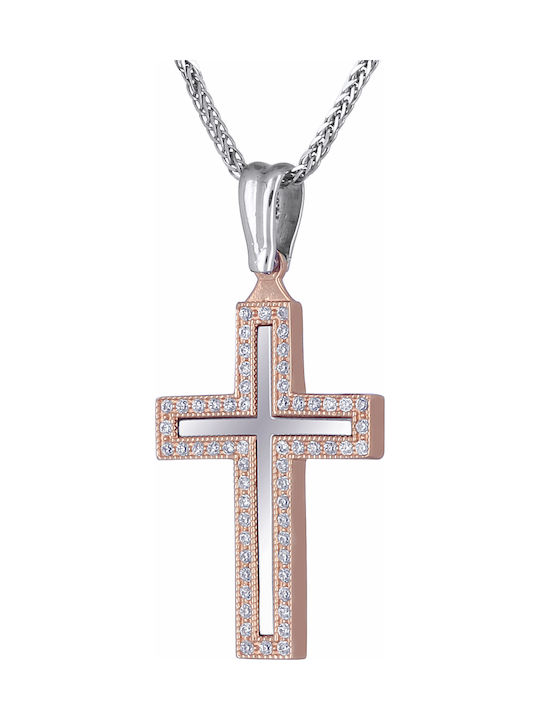 Damen Roségold Kreuz 14K