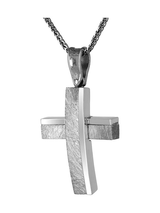 Men's White Gold Cross 14K