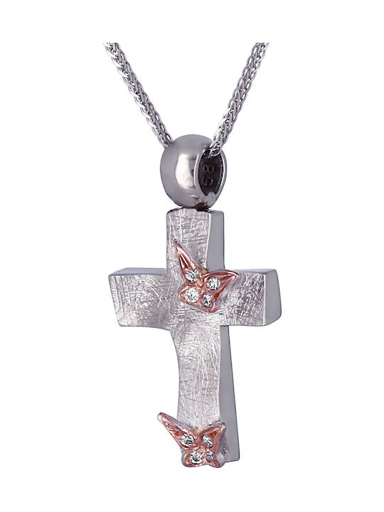 Damen Weißgold Kreuz 14K