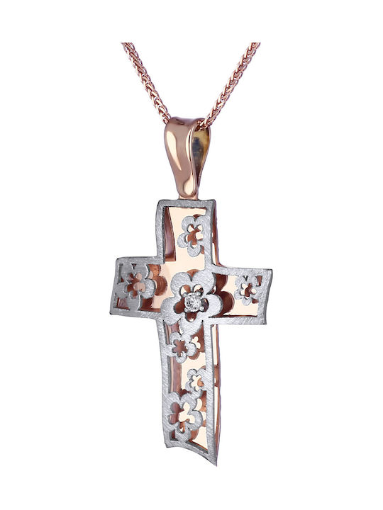 Damen Roségold Kreuz 14K