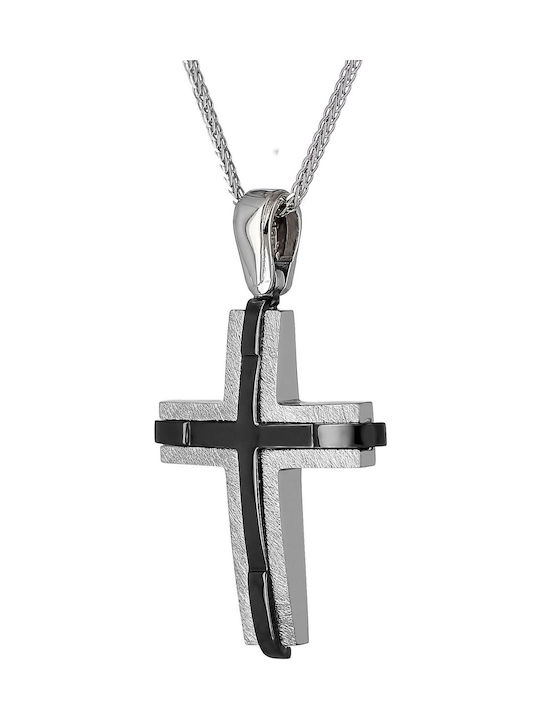 Men's White Gold Cross 14K