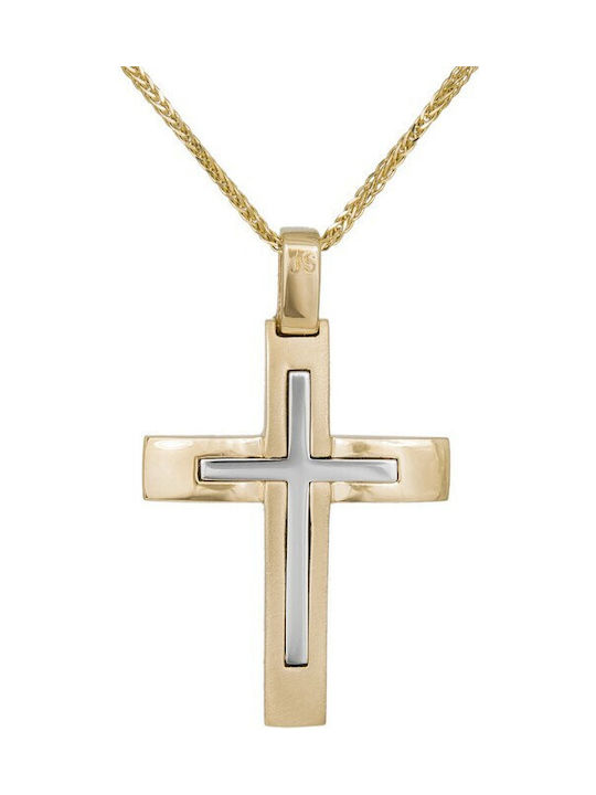 Herren Gold Kreuz 14K mit Kette