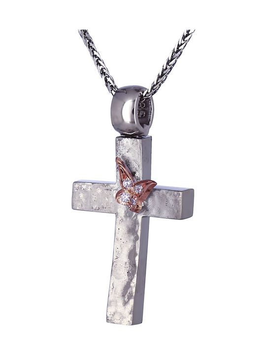 Damen Weißgold Kreuz 14K