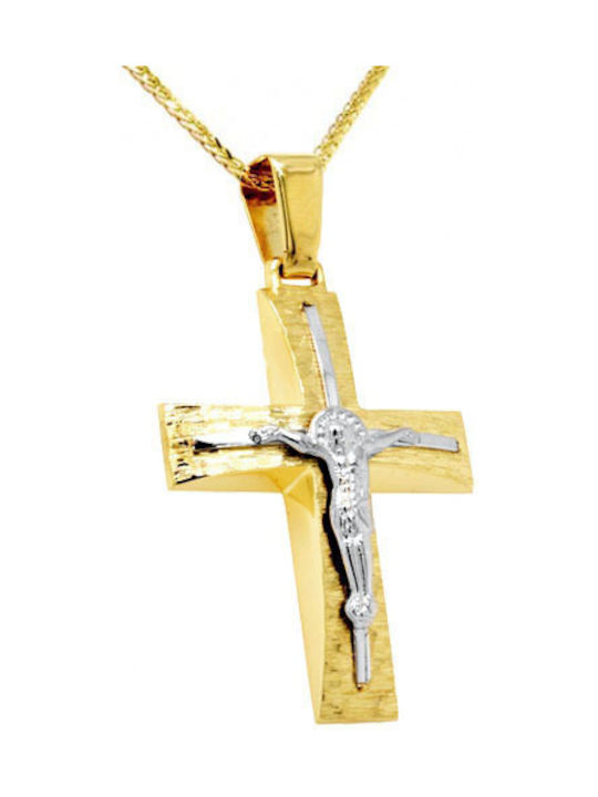 Herren Gold Kreuz 14K mit Kette