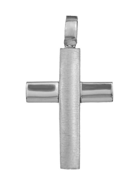 Men's White Gold Cross 14K