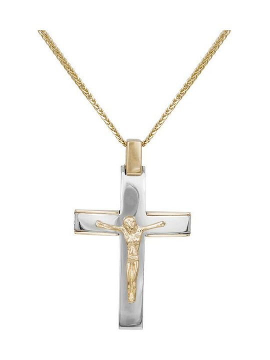 Herren Gold Kreuz 14K mit Kette