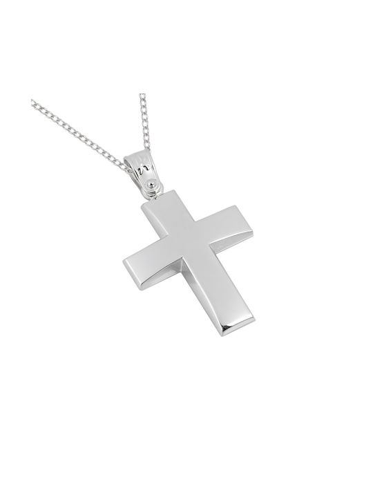 Herren Weißgold Kreuz 14K mit Kette