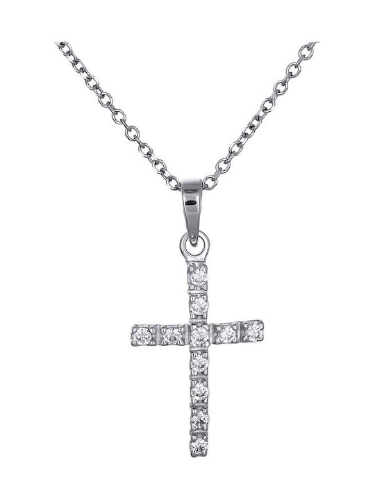 Damen Weißgold Kreuz 14K