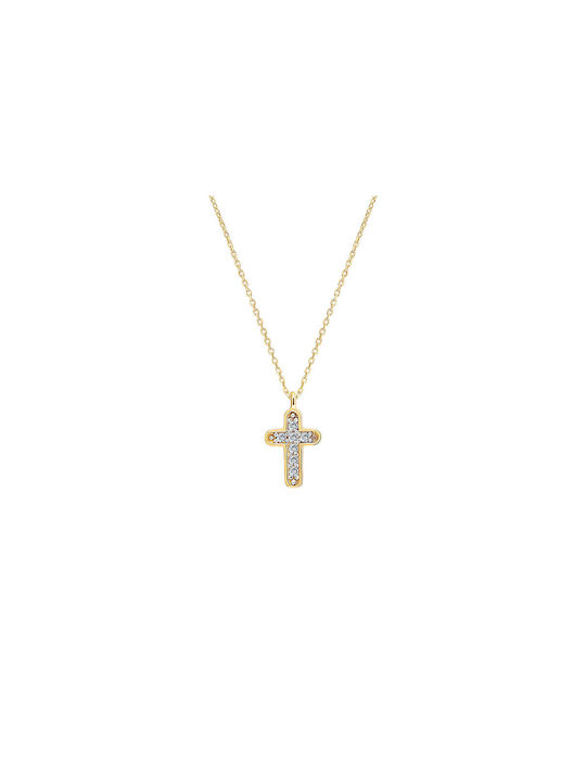 JewelStories Damen Gold Kreuz 9K mit Kette