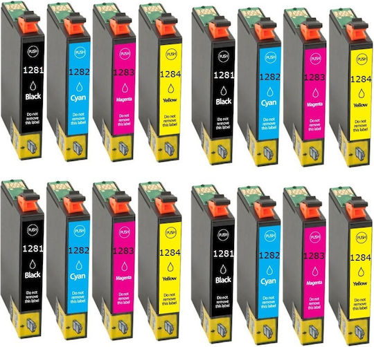 T1281 T1282 T1283 T1284 Compatible Inkjet Printer Ink Package Epson 15ml Multiple (Color) 16pcs