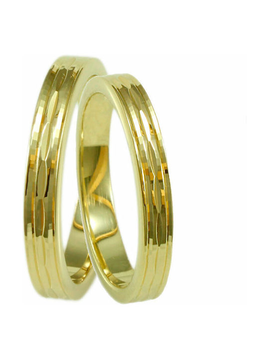 Matteo Wedding Ring K9 Σετ Βέρες από Κίτρινο Χρυσό 9Κ