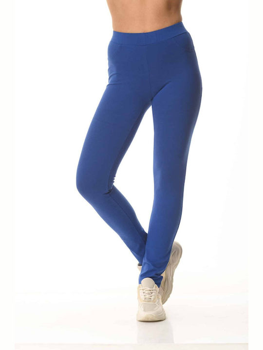 Ad'Oro Women's Legging Shorts High Waisted Blue royal blue