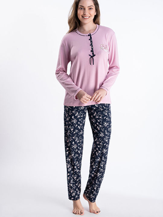 Relax Lingerie Winter Damen Pyjama-Set Rosa