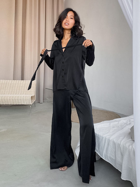 La Lolita Amsterdam Set Pijamale Dama Iarnă Negru Romina